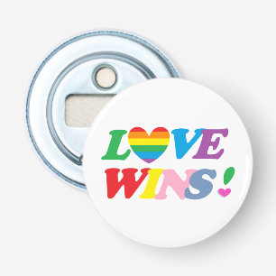 Regenboog Liefde Wint Pride Hart LGBT Button Flesopener