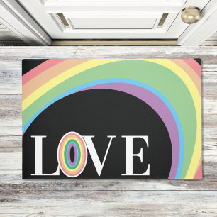 REGENBOOG LIEFDE zwart witte badmat Deurmat