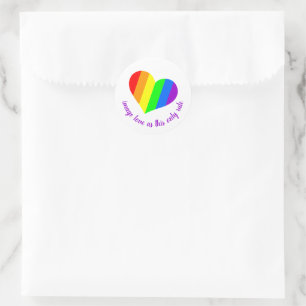 Regenboog Liefdes Hart Ronde Sticker