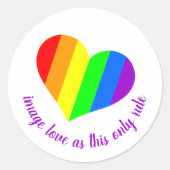 Regenboog Liefdes Hart Ronde Sticker (Voorkant)