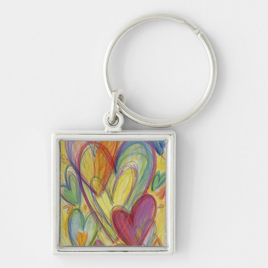 Regenboog Liefdes Harten Kunst Inspirerende Sleute Sleutelhanger (Voorkant)