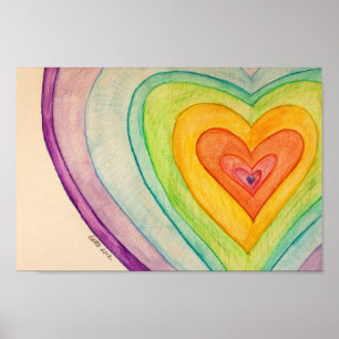 Regenboog Liefdes Harten Schilderij Kunst Posters 