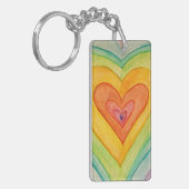 Regenboog Liefdes Hartjes Woord Kunst Aangepaste S Sleutelhanger (Voorkant Links)