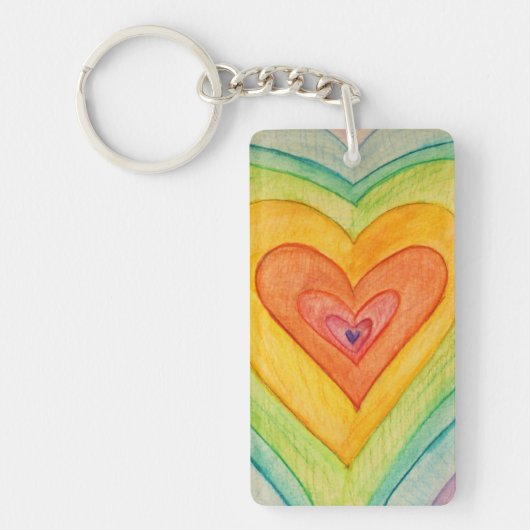 Regenboog Liefdes Hartjes Woord Kunst Aangepaste S Sleutelhanger (Voorkant)