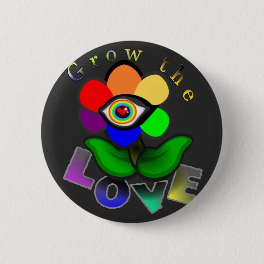 Regenboog Liefdes Oog Bloem Ronde Button 5,7 Cm (Voorkant)