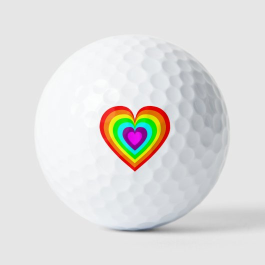 Regenboog Liefdeshart Golfballen (Voorkant)