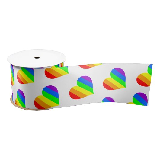 Regenboog Liefdesharten Satijnen Lint (Spoel)