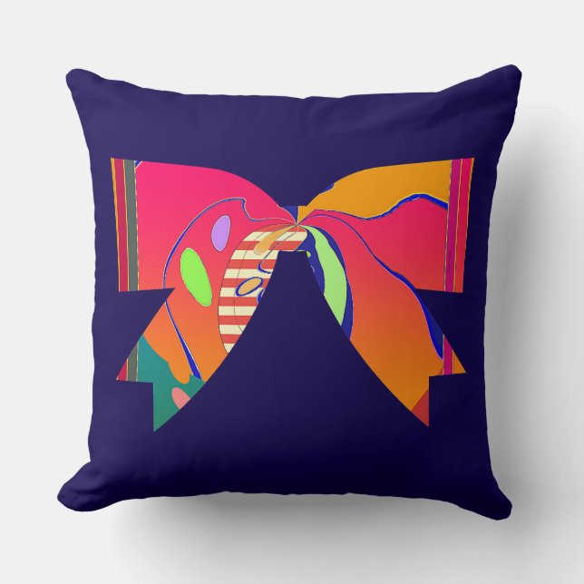 Regenboog lint boog donkerblauw decoratief leuk kussen (Voorkant)