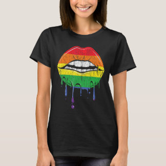  Regenboog Lip Bijt Drip LGBTQ Regenboog Lip G T-shirt
