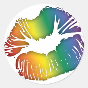 Regenboog Lippen 3 Ronde Sticker
