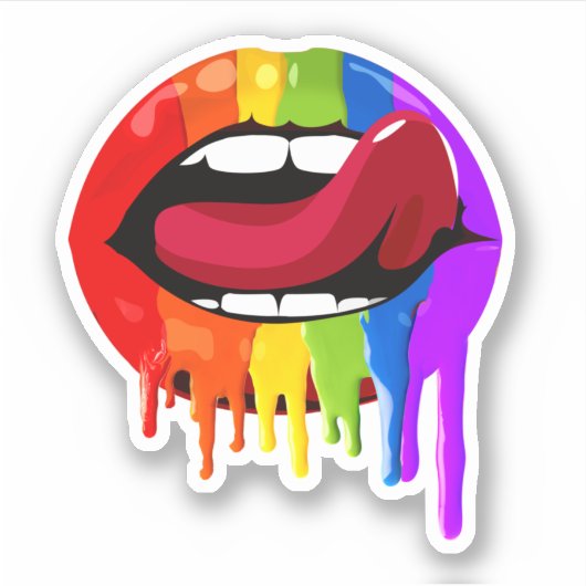 REGENBOOG LIPPEN STICKER (Voorkant)