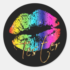 Regenboog Lippen - Tester Ronde Sticker