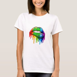 Regenboog Lippen w / 4 blad klaver T-shirt