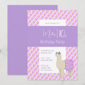 Regenboog Llama Paarse Meisjes 10e Verjaardag Kaart (Voorkant / Achterkant)
