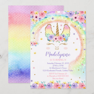 Regenboog Llamacorn Uitnodiging - Llamacorn