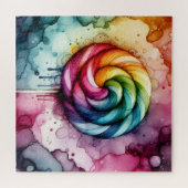 Regenboog Lollypop Alcohol Inkt Legpuzzel (Horizontaal)