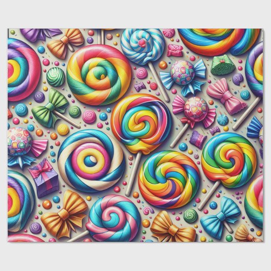 Regenboog lolly's en verpakt Snoep in kleine bogen Cadeaupapier (Vlak)