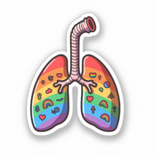 Regenboog longen sticker