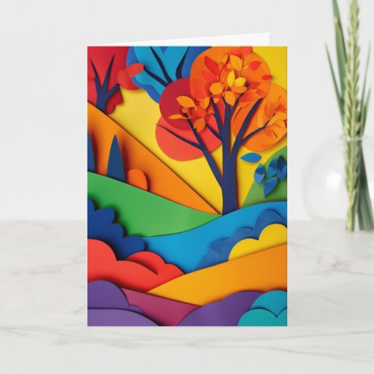 Regenboog Loof Papier Collage Kaart (Voorkant)