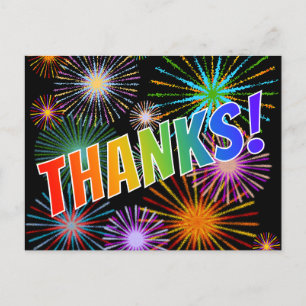Regenboog Look "DANK JE!", Vuurwerk Geïnspireerd P Briefkaart
