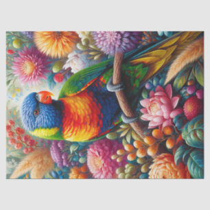 Regenboog Lori met Bloemen Decoupage Tissuepapier
