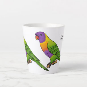 Regenboog lorikeet vogel cartoon illustratie latte mok