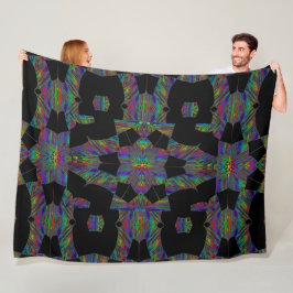 Regenboog Lotus in zwart 1 Fleece Deken
