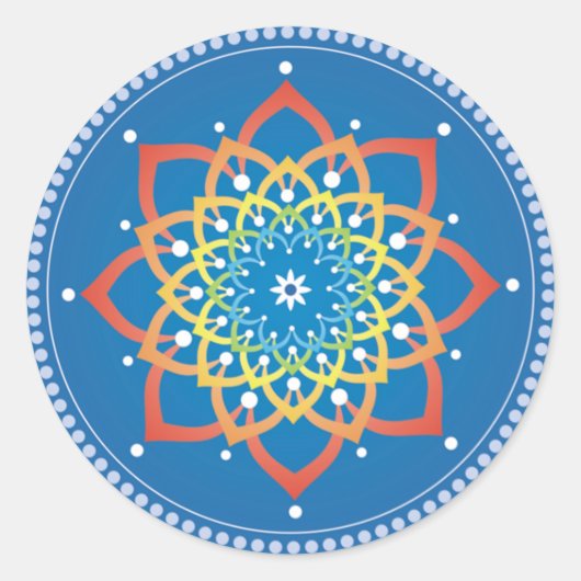 Regenboog Lotus Mandala Sticker (Voorkant)