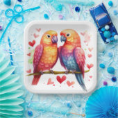 Regenboog Lovebirds Papieren Bordje (Feest)