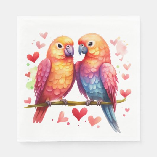 Regenboog Lovebirds Servet (Voorkant)