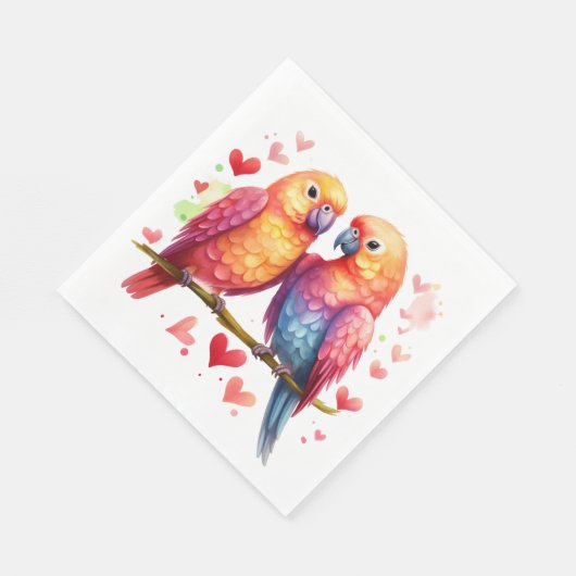 Regenboog Lovebirds Servet (Hoek)