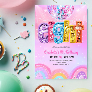 Regenboog Lovertjes Disco 8e Verjaardag Kaart