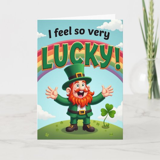Regenboog Lucky Leprechaun Scene Kaart (Voorkant)