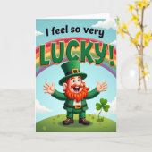 Regenboog Lucky Leprechaun Scene Kaart (Gele Bloem)