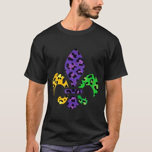 Regenboog Luipaard Mardi Gras Fleur De Lis Vs New  T-shirt (Voorkant)