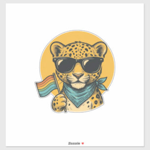 Regenboog Luipaard Pride Vlag Vintage Vector Desig Sticker