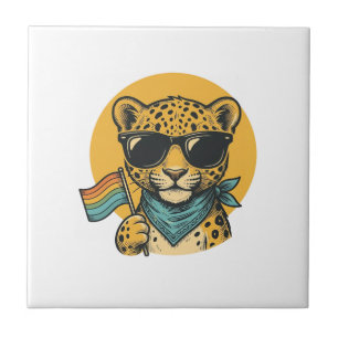 Regenboog Luipaard Pride Vlag Vintage Vector Desig Tegeltje