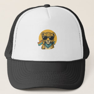 Regenboog Luipaard Pride Vlag Vintage Vector Desig Trucker Pet