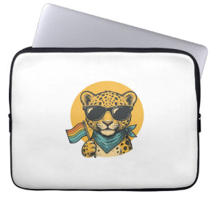 Regenboog Luipaard Pride Vlag Vintage Vector Ontwe Laptop Sleeve