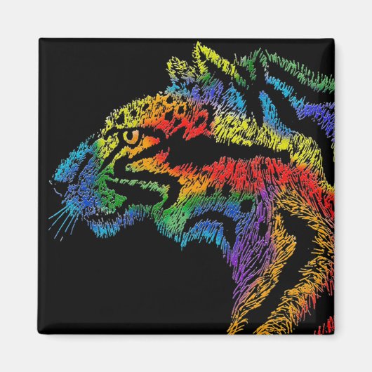Regenboog luipaard (zwarte) magneet (Voorkant)