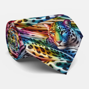 Regenboog Luipaardprint Herenstrik Stropdas