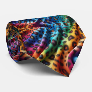 Regenboog Luipaardprint Herenstrik Stropdas