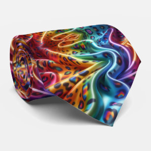 Regenboog Luipaardprint Herenstrik Stropdas