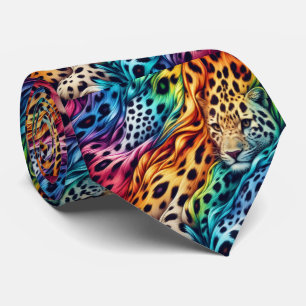 Regenboog Luipaardprint Herenstrik Stropdas