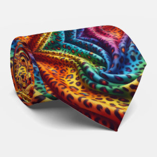 Regenboog Luipaardprint Herenstrik Stropdas