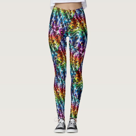 Regenboog Luipaardprint Leggings | Krachtige Kleur (Voorkant)
