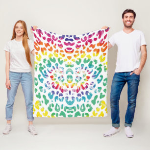 Regenboog luipaardvlekken fleece deken