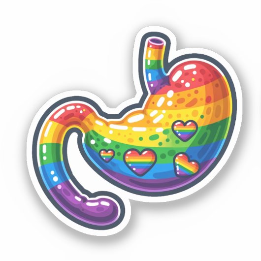 Regenboog maag sticker (Voorkant)