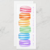 Regenboog macarons meisjes verjaardag viering aankondiging (Voorkant / Achterkant)