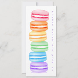 Regenboog macarons meisjes verjaardag viering aankondiging